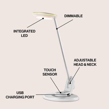 Dixon 18.5" Aluminum Contemporary Minimalist Adjustable Dimmable USB Charging LED Task Lamp - JONATHAN Y